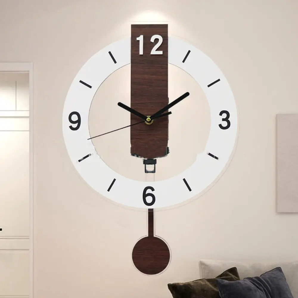 Minimalistische Pendeluhr mit modernem Acryl- und Holz-Look | Temsk