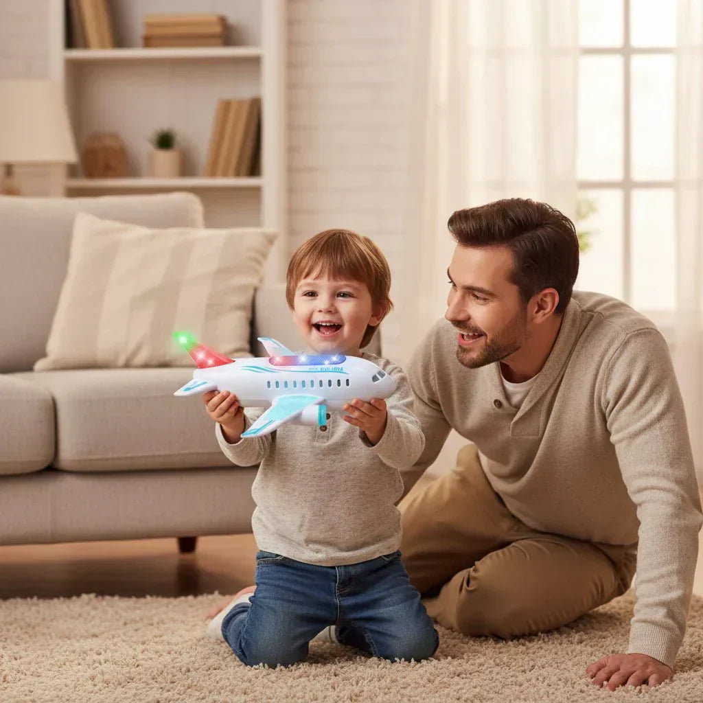 SkySpin LED Electric Airplane Toy With 360-Degree Rotation And Music | Temsk