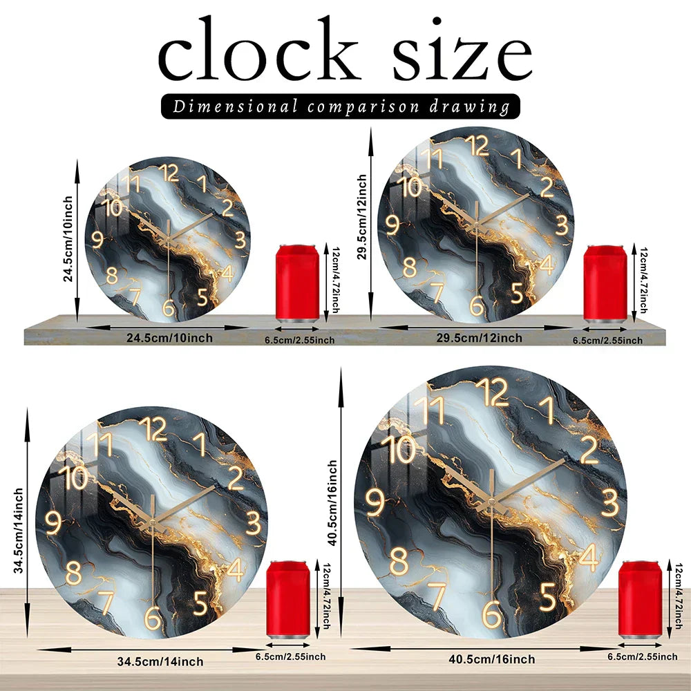 Blau-goldene Marmor-Wanduhr für Wohnraumdekoration | Temsk