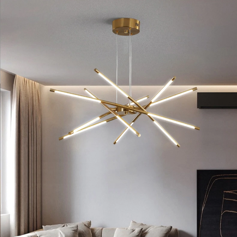 Aurora Web Gold Chandelier With Warm Ambient Glow For Modern Rooms | Temsk