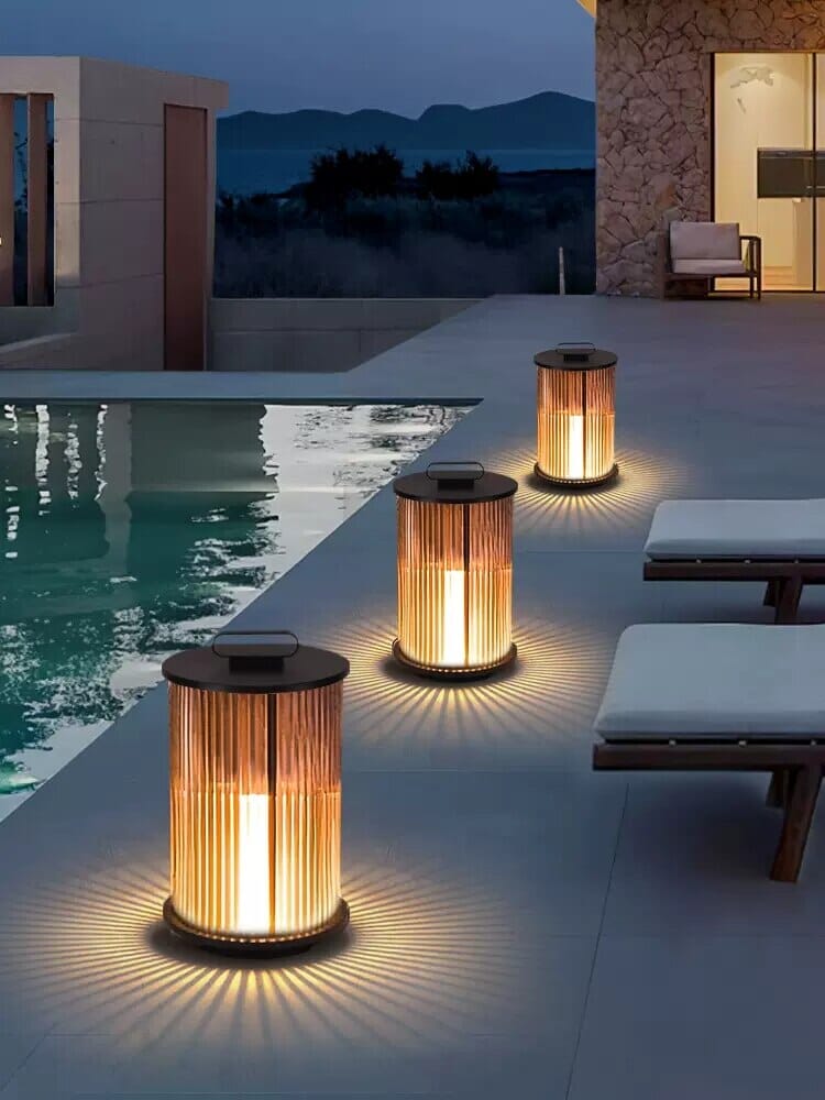 Solmere Ribbed Glass Outdoor Lantern Lamp Waterproof Garden Light | Temsk