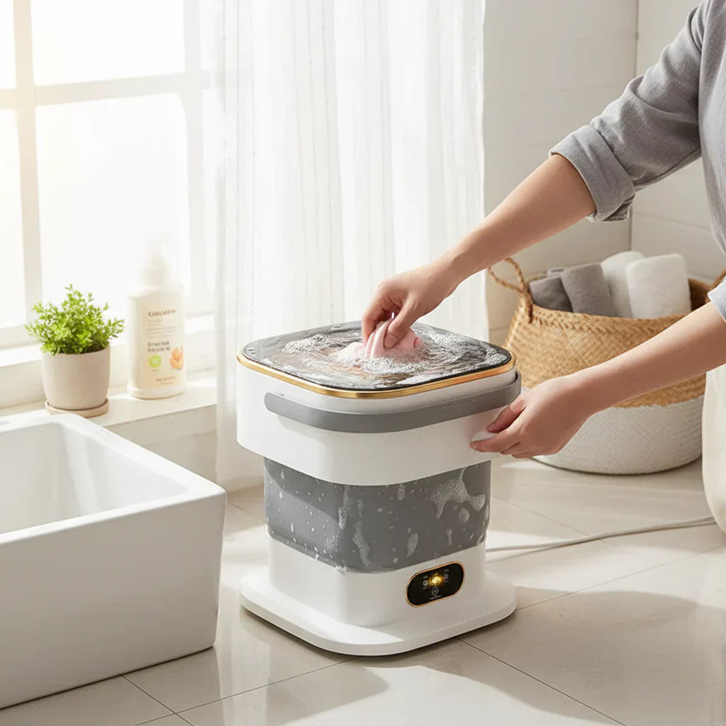Kompakte faltbare tragbare Waschmaschine für kleine Wäschemengen | Temsk