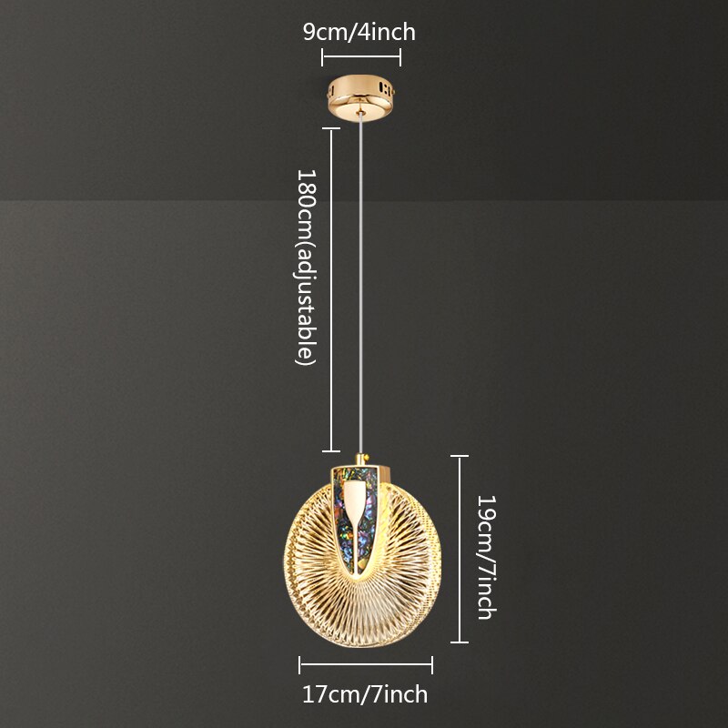 Solara Kristallrunde goldene LED-Pendelleuchte Deckenleuchte | Snurv | Temsk