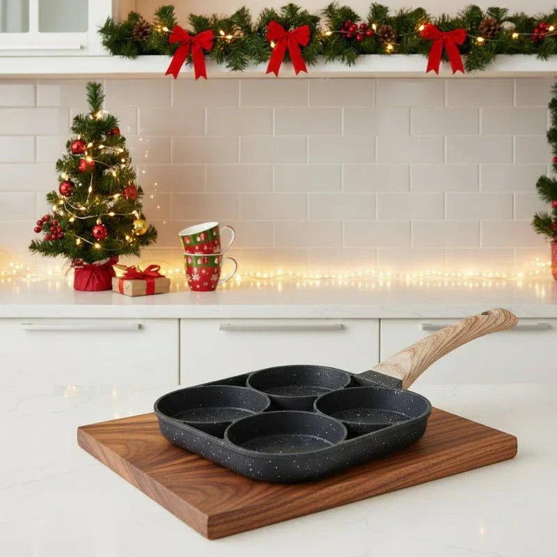 AuroraChef Four-Well Nonstick Pan for Omelets, Burgers, Steak, and Breakfast | Temsk