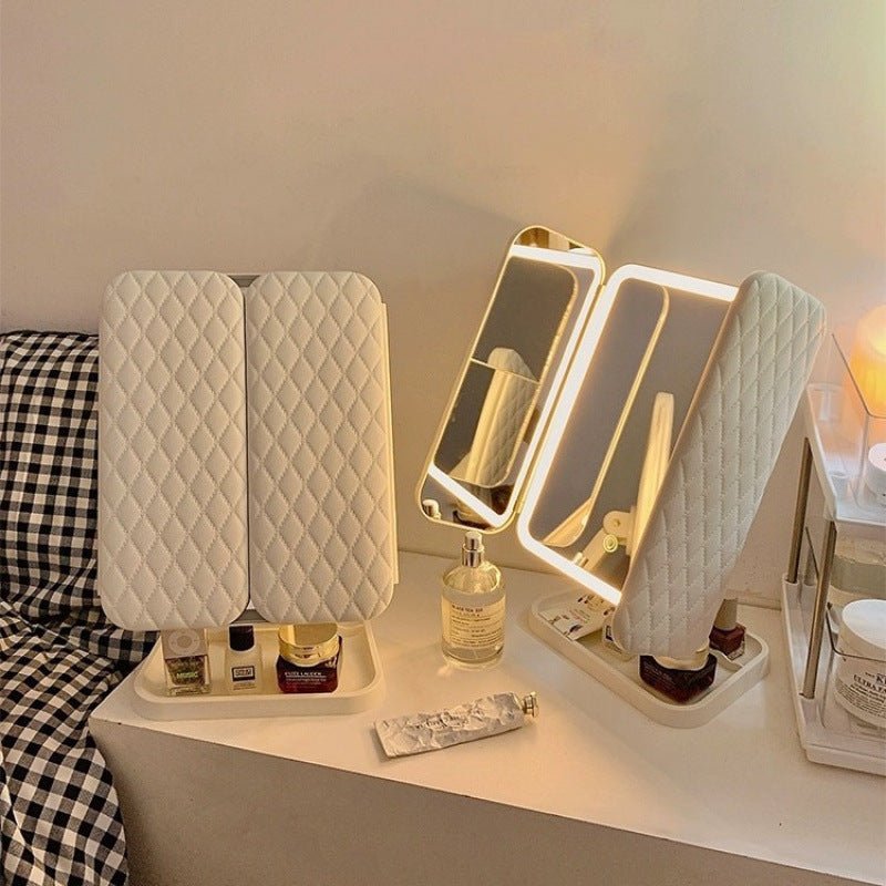 LumiBlend Three-Panel LED Mirror With Tri-Color Lighting For Flawless Makeup | Temsk