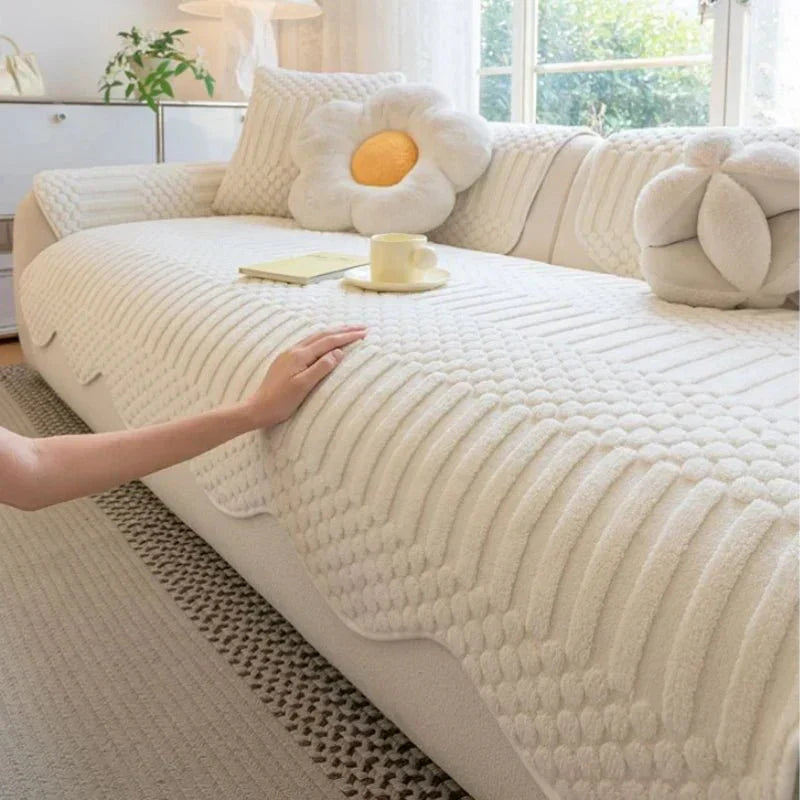 Cozy Cloud Thick Tuft Fleece Sofa Cover For Warm Winter Coziness | Temsk