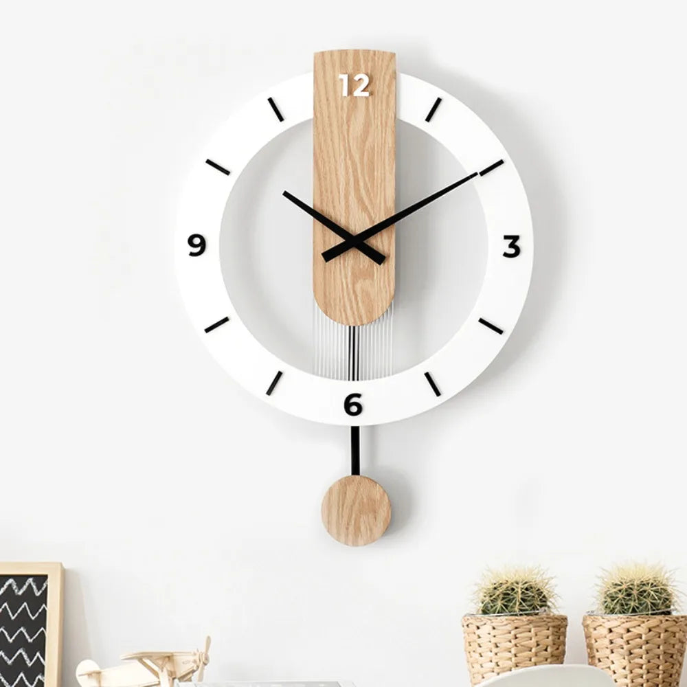 Minimalistische Pendeluhr mit modernem Acryl- und Holz-Look | Temsk