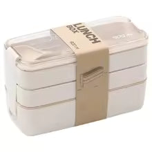 EcoStack dreistöckige Brotdose mit Weizenstroh, 900 ml Fassungsvermögen | Temsk
