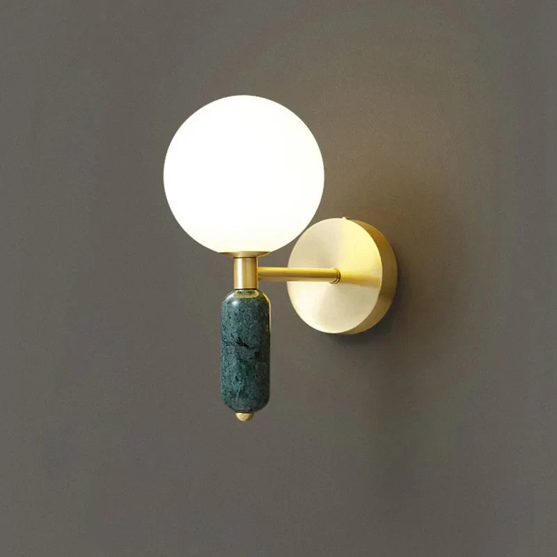 Goldfarbene Marmor- und Glas-Wandlampe Moderne Wandleuchte | Temsk