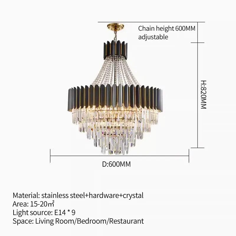 Selara Crystal Chandelier With K9 Crystal Modern LED Pendant Light | Temsk