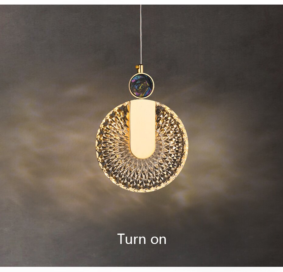Solara Kristallrunde goldene LED-Pendelleuchte Deckenleuchte | Snurv | Temsk