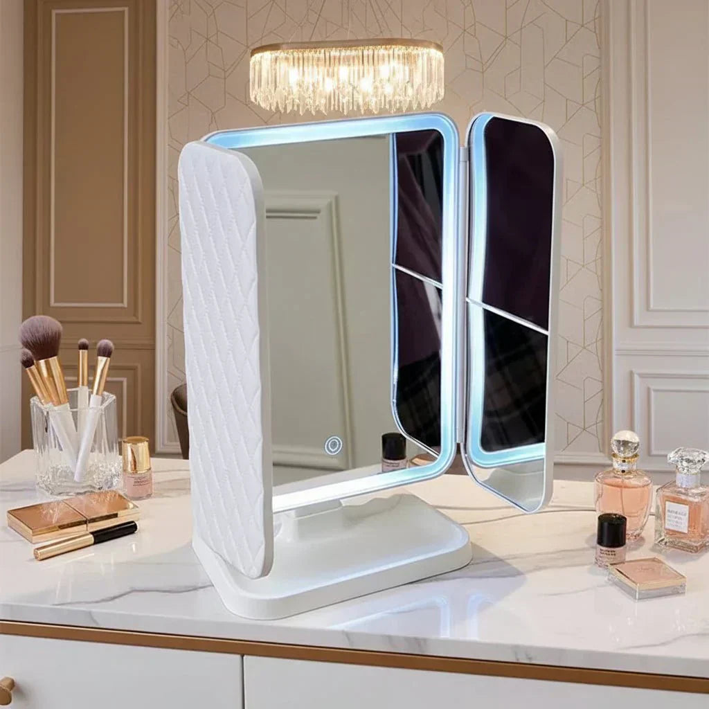 LumiBlend Three-Panel LED Mirror With Tri-Color Lighting For Flawless Makeup | Temsk
