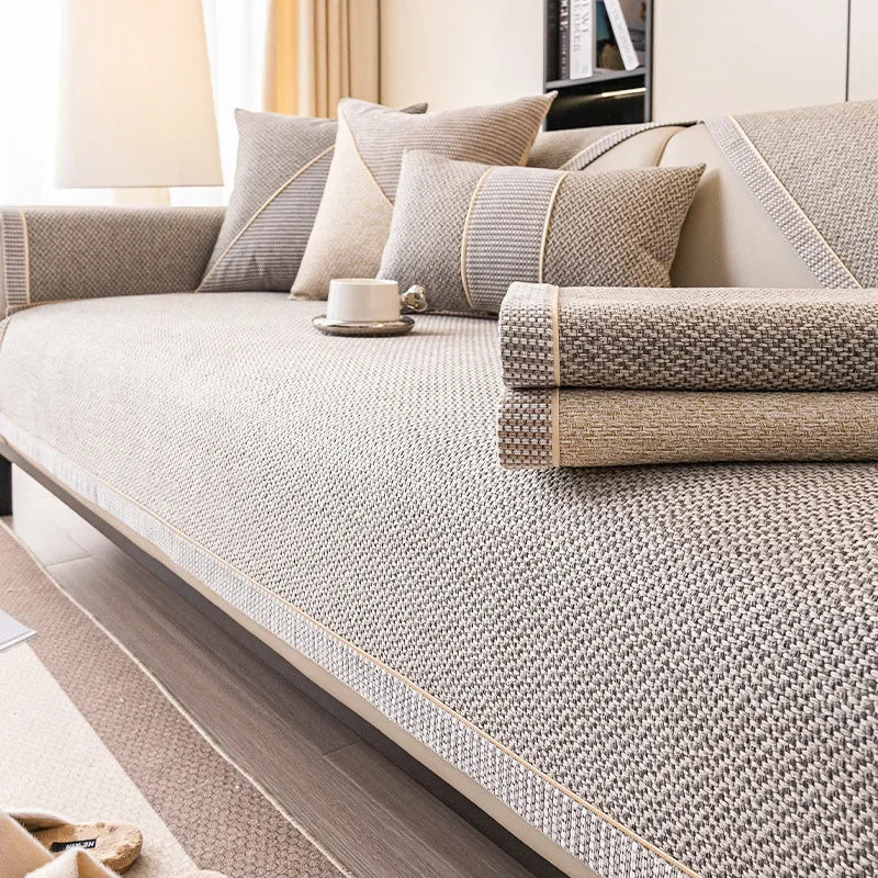 Non-Slip Cotton Linen Sofa Cover For All Seasons By TerraWeave | Temsk