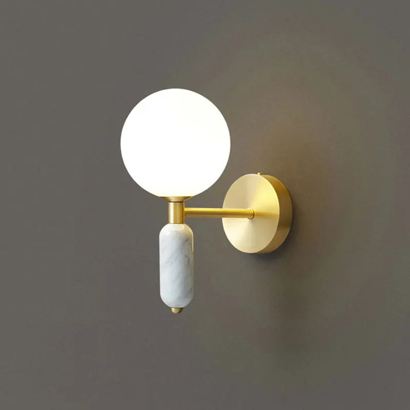 Goldfarbene Marmor- und Glas-Wandlampe Moderne Wandleuchte | Temsk