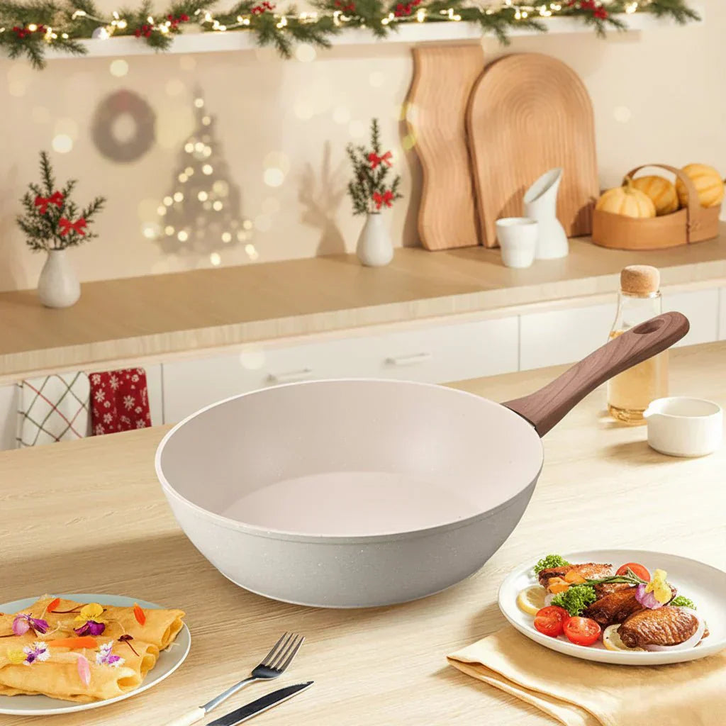 TerraStone Deep Nonstick Pan With Medical Stone Coating For Gas And Induction | Temsk