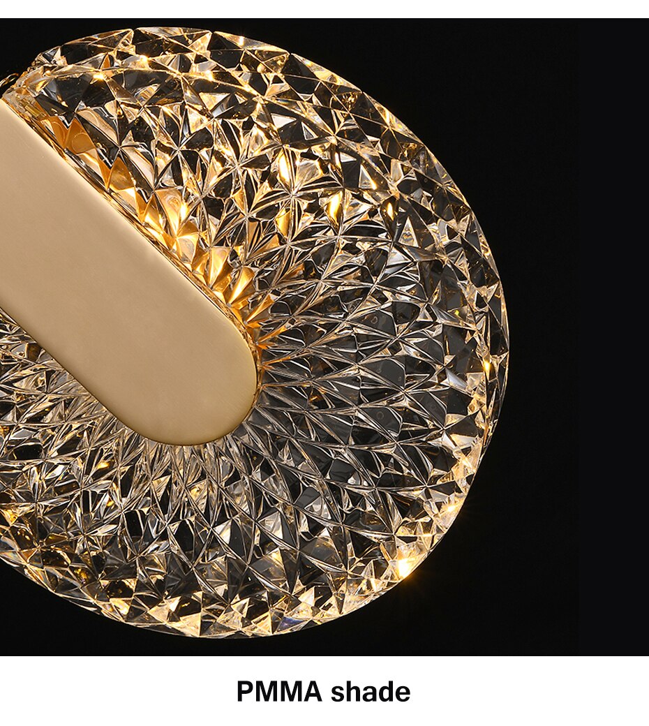 Solara Kristallrunde goldene LED-Pendelleuchte Deckenleuchte | Snurv | Temsk