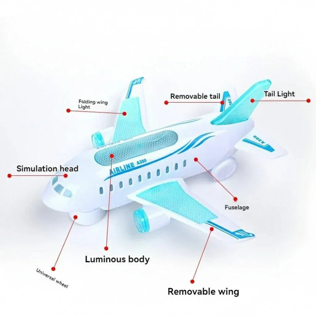 SkySpin LED Electric Airplane Toy With 360-Degree Rotation And Music | Temsk