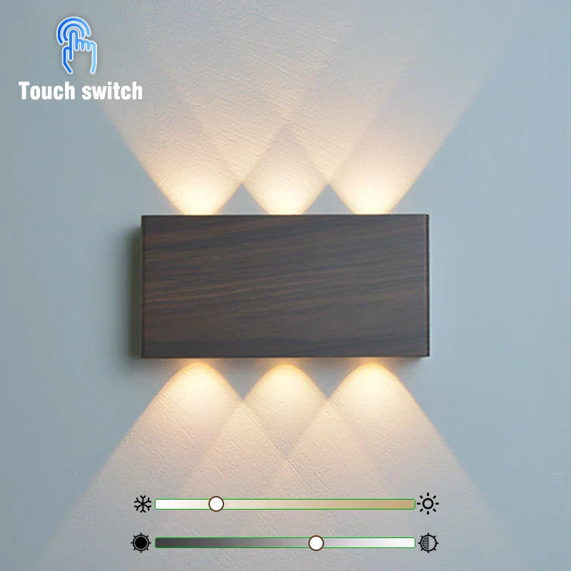 LumiBlock kabellose Wandleuchte mit Holzmaserung-Finish | Temsk