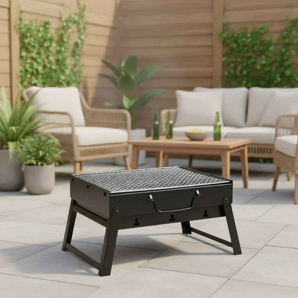 TrailBlaze Stainless Steel Charcoal Barbecue, Compact Outdoor Grill For Camping | Temsk