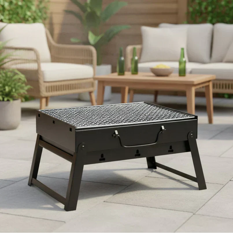 TrailBlaze Stainless Steel Charcoal Grill for Compact Outdoor Grilling | Temsk