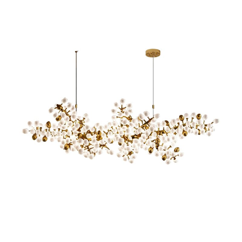 Sylvara Vine Chandelier in French Gold and Raw Copper with White Glass Clusters | Temsk
