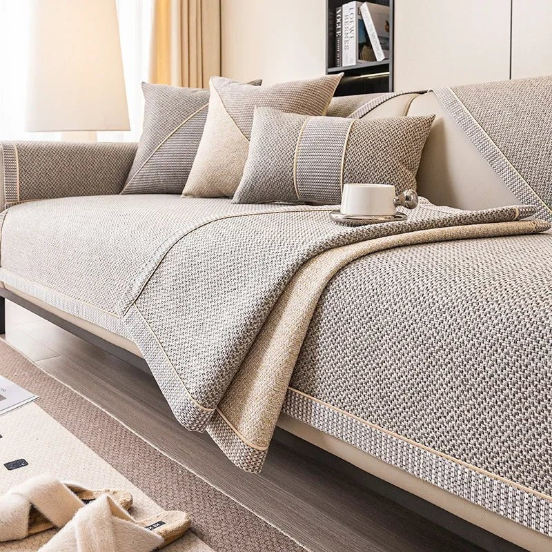 Non-Slip Cotton Linen Sofa Cover For All Seasons By TerraWeave | Temsk