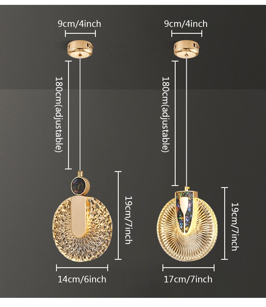 Solara Kristallrunde goldene LED-Pendelleuchte Deckenleuchte | Snurv | Temsk