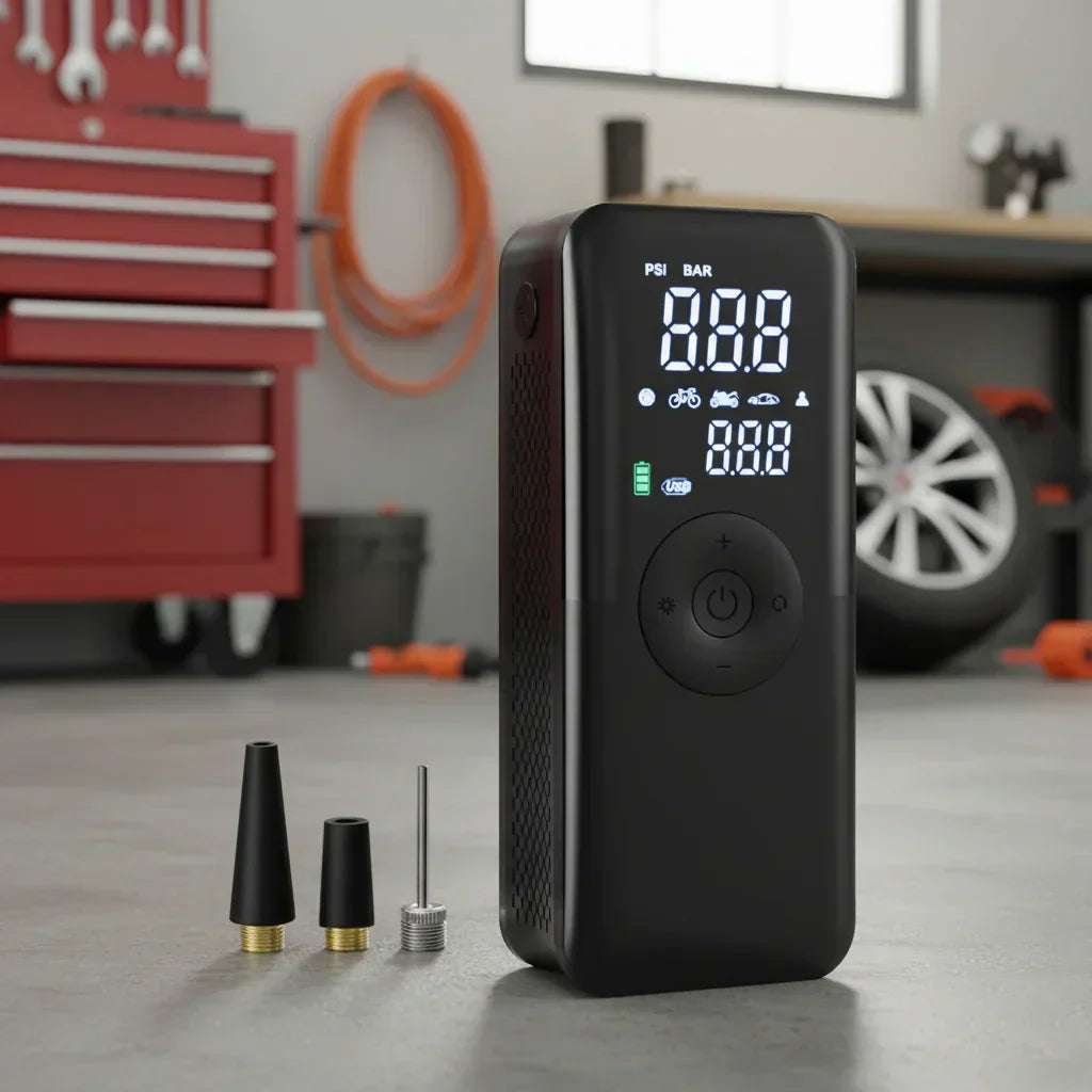 Rechargeable Portable Air Pump For Cars And Bikes With 150 PSI | Temsk