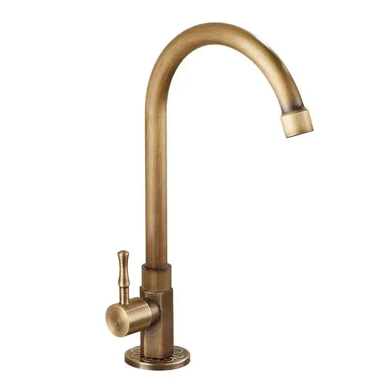 Aurelia Swan Faucet Antique Swan Neck Brass Kitchen Tap | Temsk