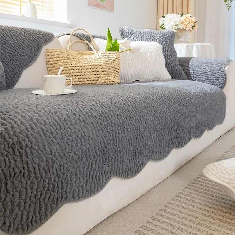 Cozy Cloud Thick Tuft Fleece Sofa Cover For Warm Winter Coziness | Temsk