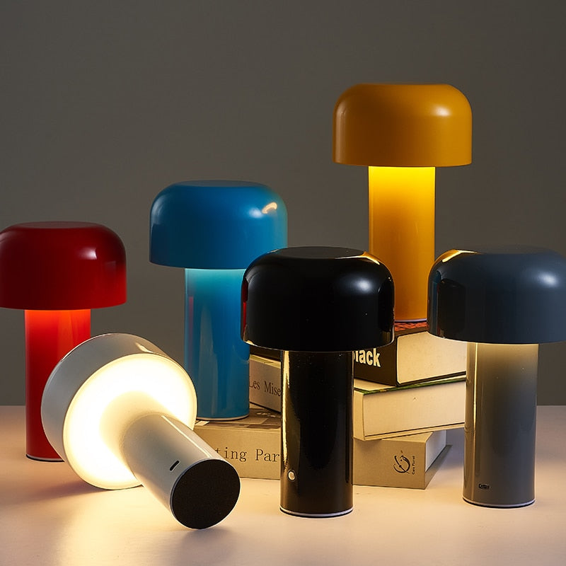 Aurora Nova Cordless Italian Mushroom Table Lamp In Chrome | Temsk
