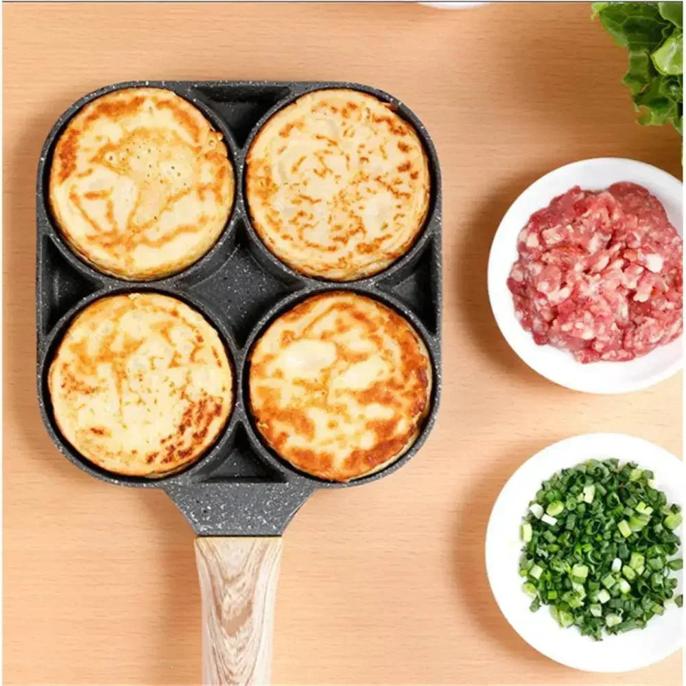 AuroraChef Four-Well Nonstick Pan for Omelets, Burgers, Steak, and Breakfast | Temsk