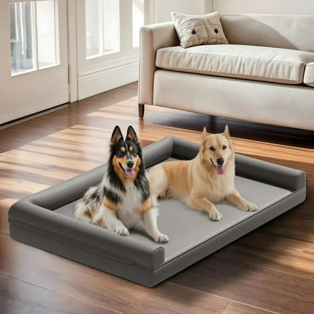 HavenPaw Orthopedic Dog Sofa In Microfiber Leather With Waterproof Bolster Design | Temsk