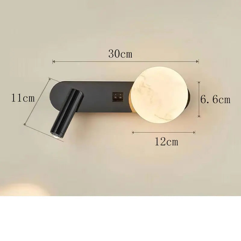 LunarBeam Wandleuchte Duo mit Umgebungslicht und verstellbarem Spot für nordisches Schlafzimmer | Temsk