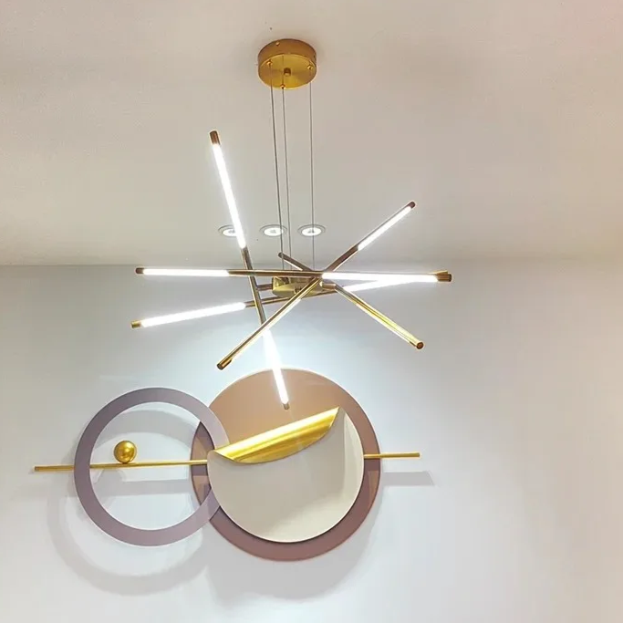 Aurora Web Gold Chandelier With Warm Ambient Glow For Modern Rooms | Temsk