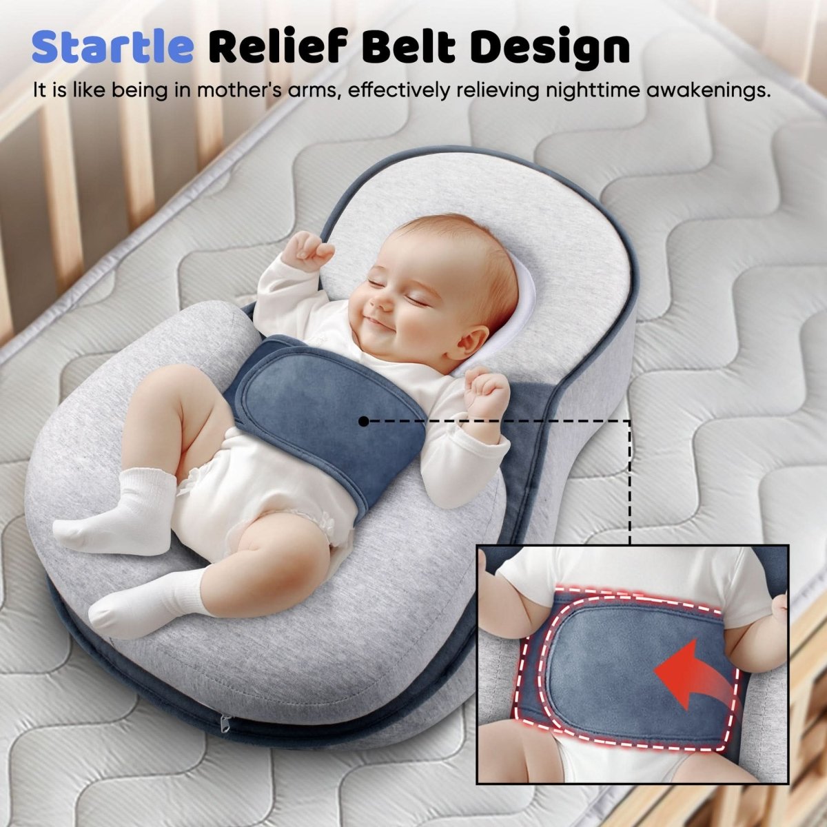 Cuscino ergonomico per neonati NurtureNest per un sonno sicuro | Temsk