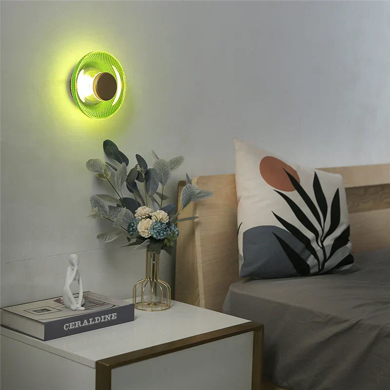 Bunte Glas-Wandlampe mit strukturiertem Scheiben-LED-Licht | Temsk