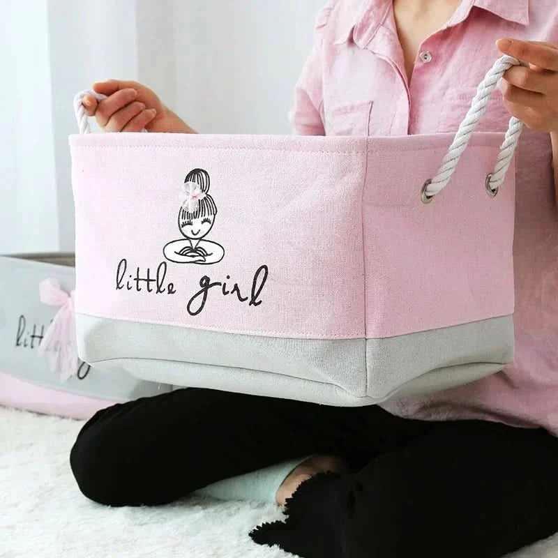 Foldable Canvas Storage Basket For Baby Toys And Clothes | Temsk