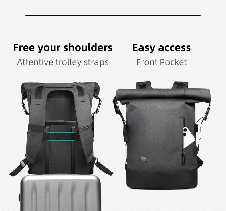 CityTrail Rolltop Backpack For Multifunctional Outdoor Use With USB Port | Temsk