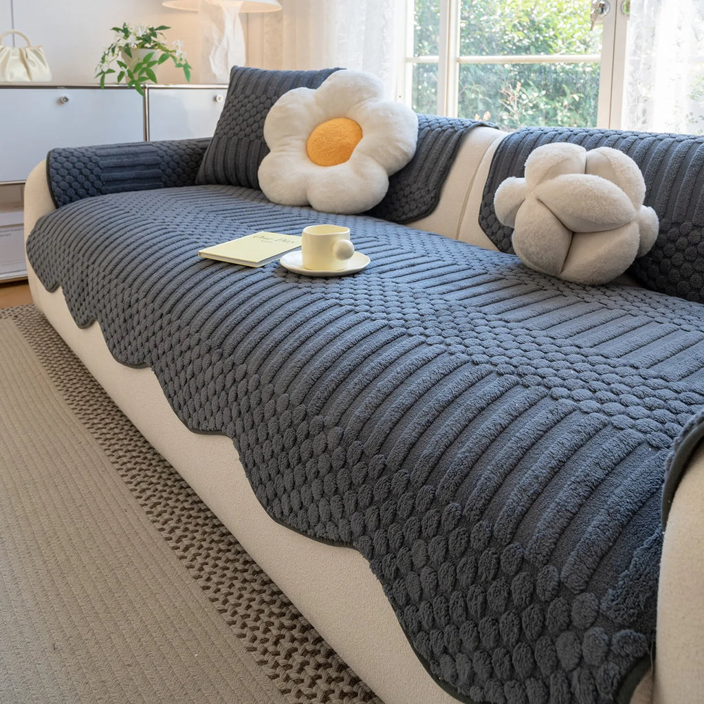 Cozy Cloud Thick Tuft Fleece Sofa Cover For Warm Winter Coziness | Temsk