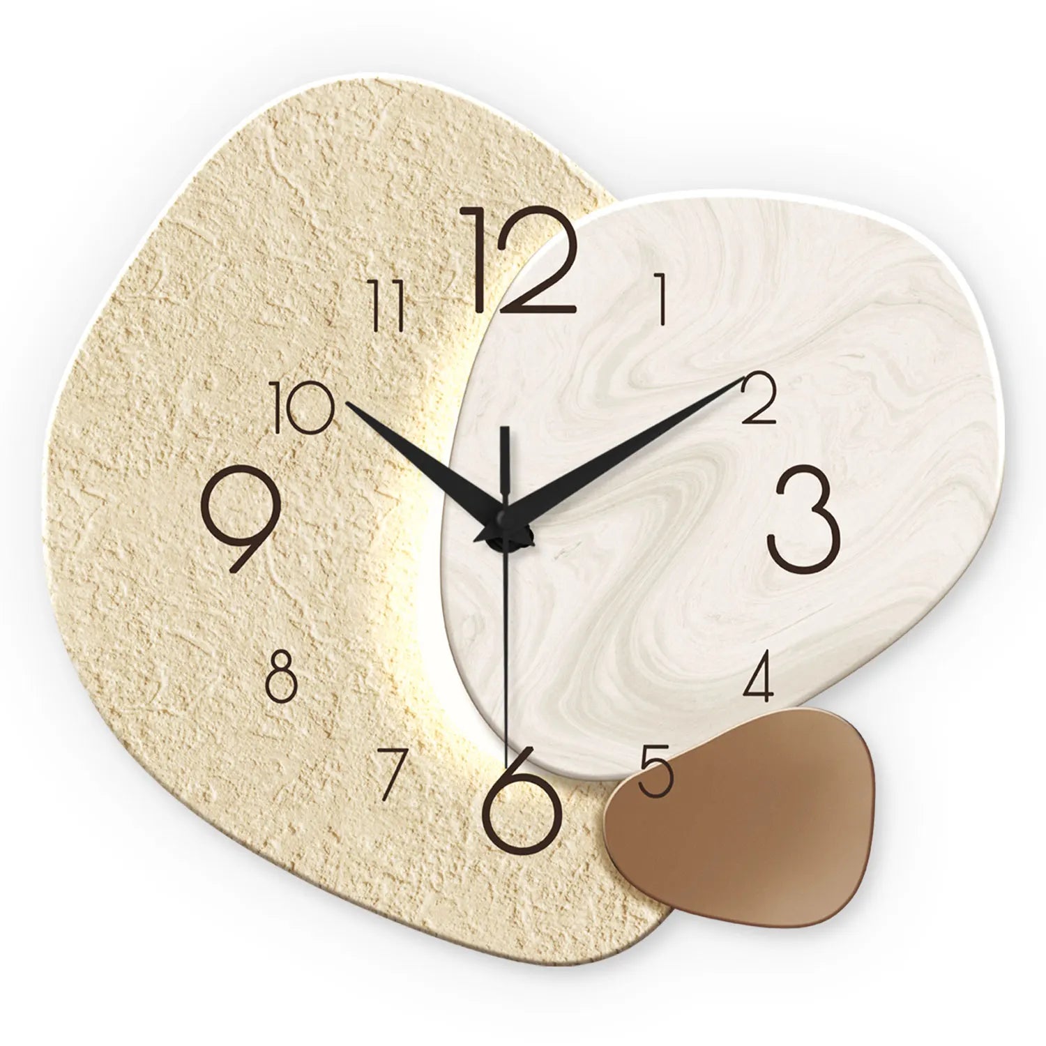 TempoStone Wanduhr mit geräuschlosem Quarzuhrwerk für moderne Räume | Temsk