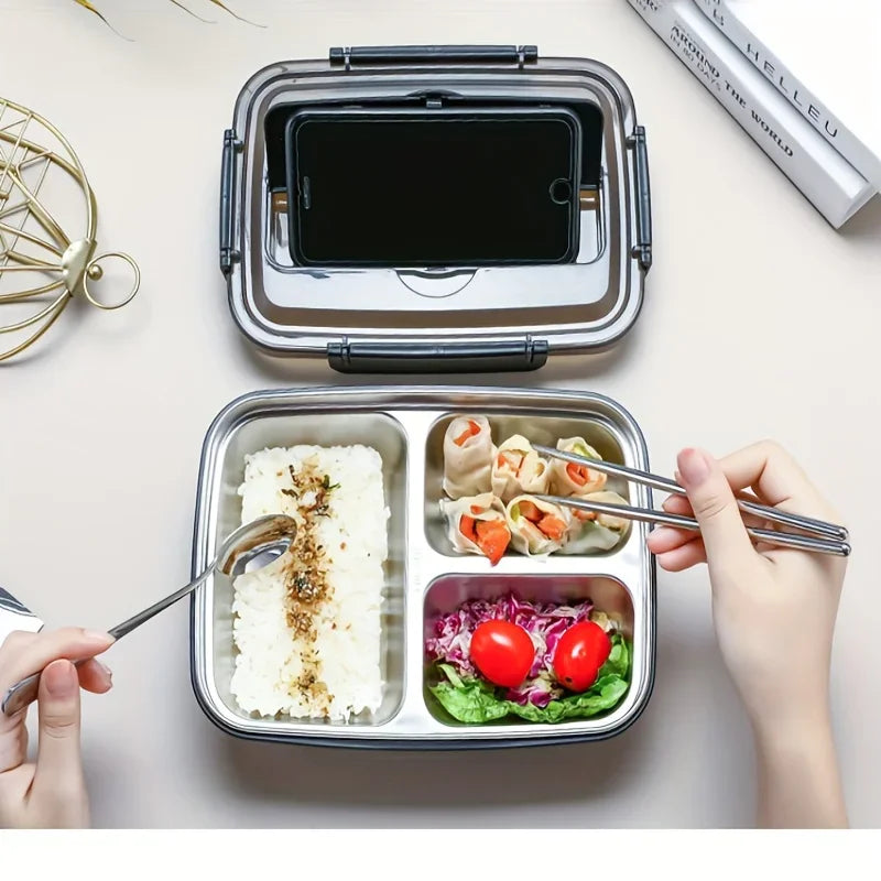 Edelstahl BentoBox auslaufsichere Lunchbox mit drei Fächern | Temsk