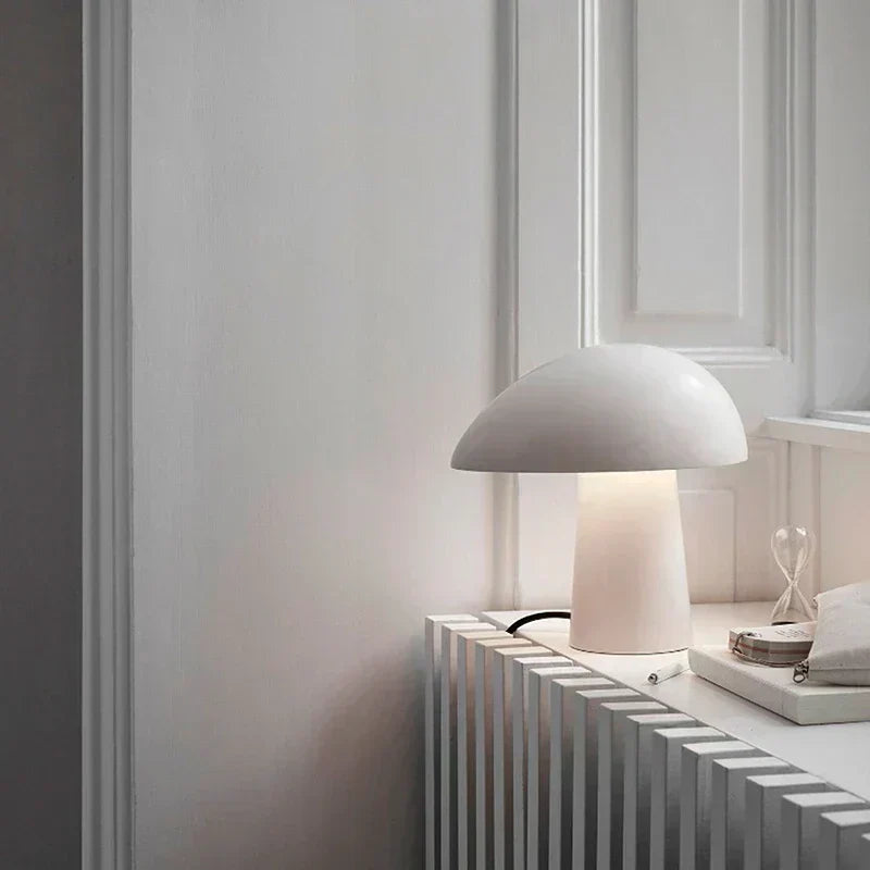 Nova Mushroom Table Lamp With Warm Wood Grain Finish | Temsk