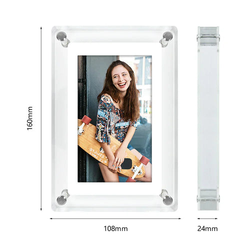 ClearFrame Battery-Powered Portable Acrylic Photo Frame With IPS Display Temsk