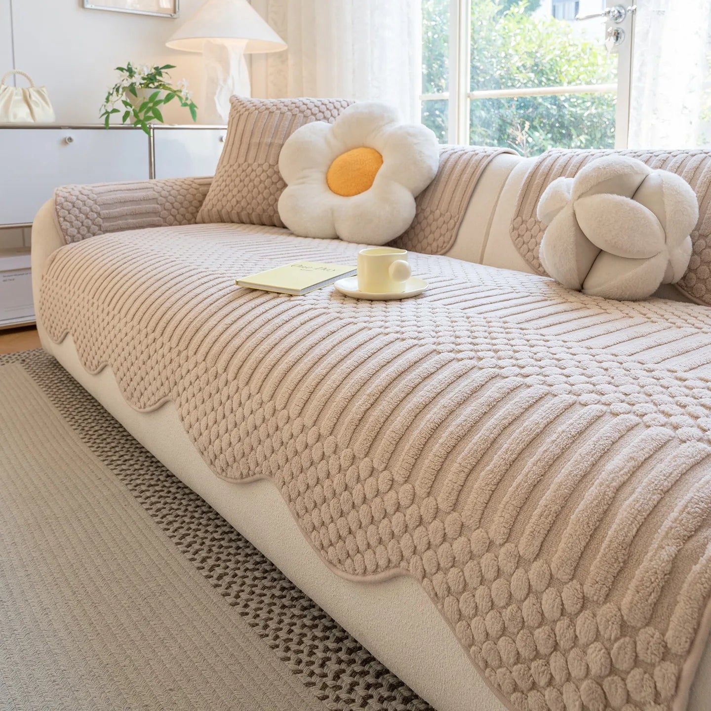 Cozy Cloud Thick Tuft Fleece Sofa Cover For Warm Winter Coziness | Temsk