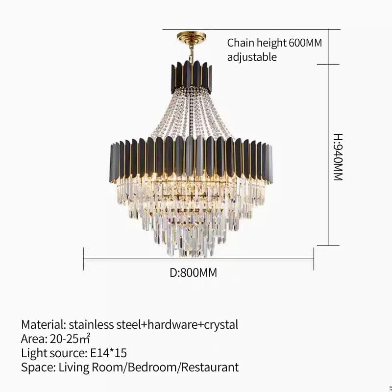 Selara Crystal Chandelier With K9 Crystal Modern LED Pendant Light | Temsk