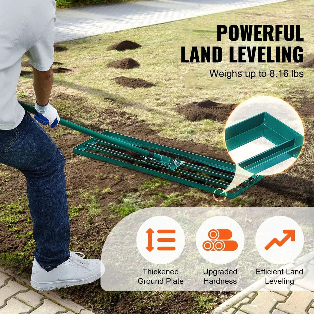 AeroGround Pro Lawn Rake With Extra Long Handle For Level Lawns | Temsk