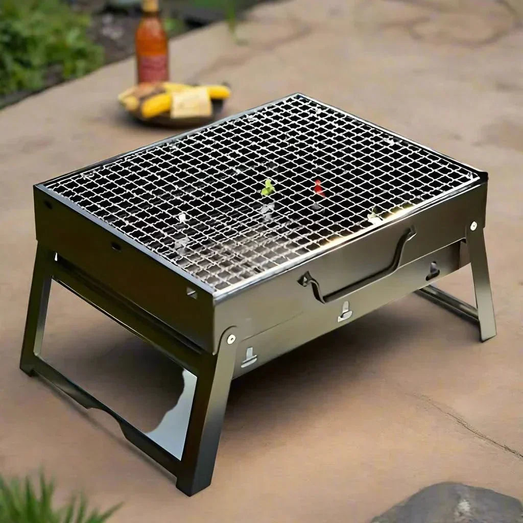 TrailBlaze Stainless Steel Charcoal Barbecue, Compact Outdoor Grill For Camping | Temsk