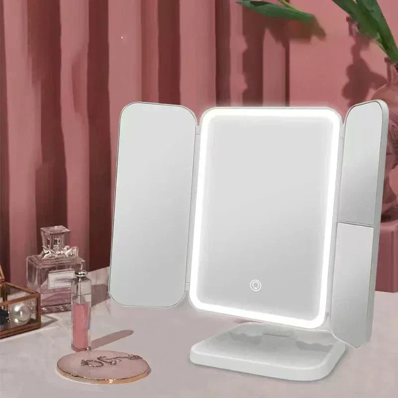 LumiBlend Three-Panel LED Mirror With Tri-Color Lighting For Flawless Makeup | Temsk