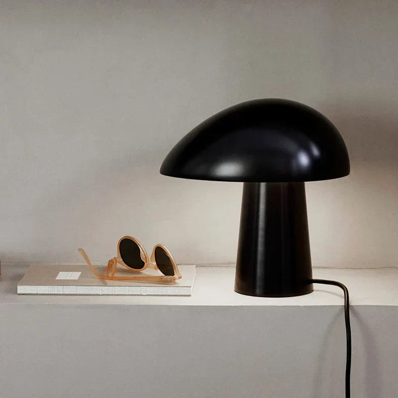 Nova Mushroom Table Lamp With Warm Wood Grain Finish | Temsk